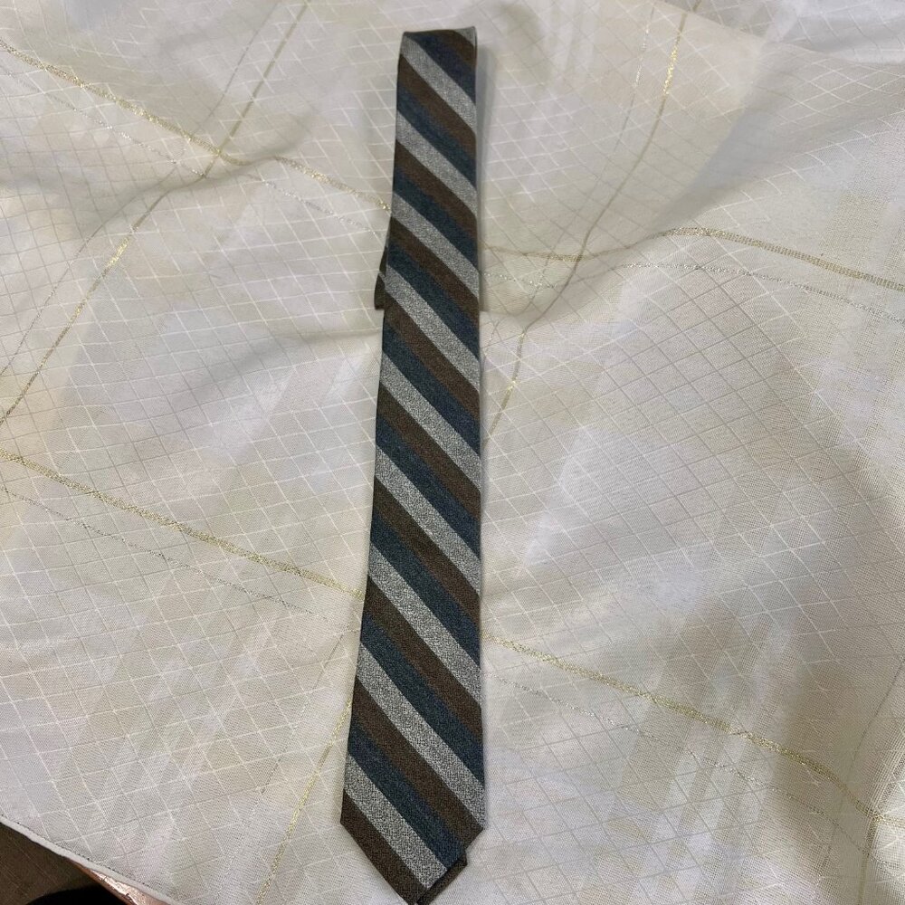 Knottery New York Striped Tie, Gray, Blue Brown Men's Tie